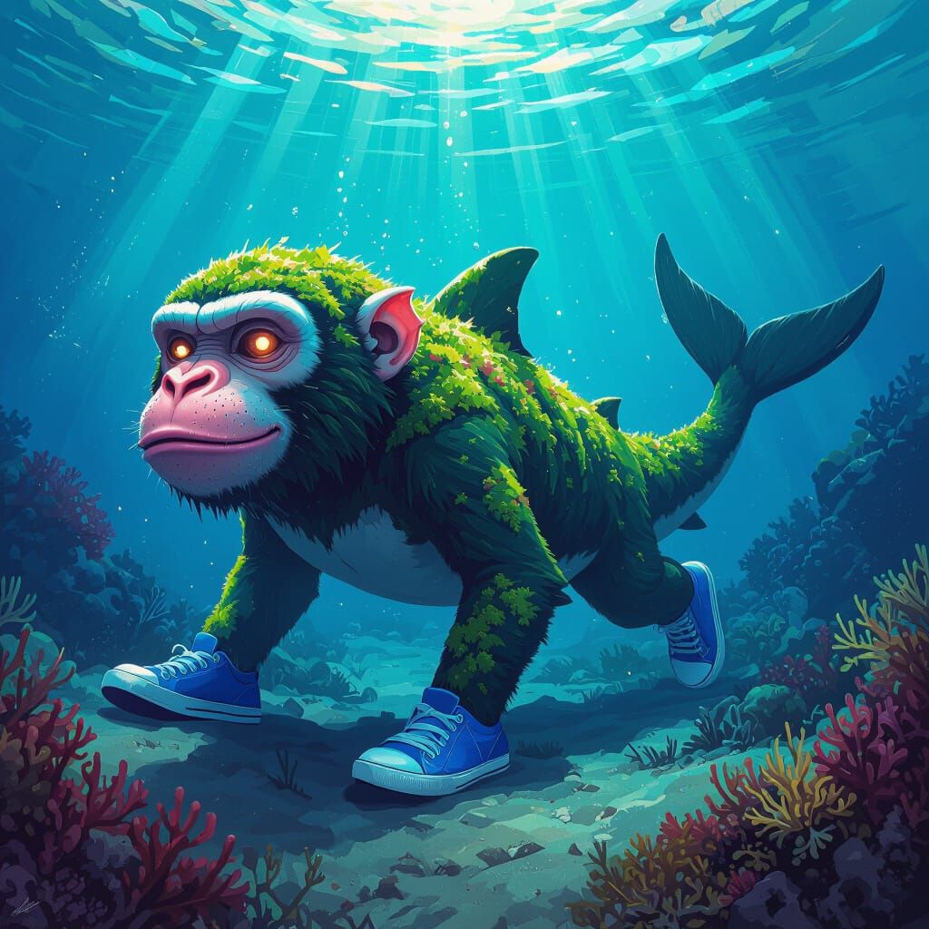 Oceanic Hybrid Creature in Digital Art Style