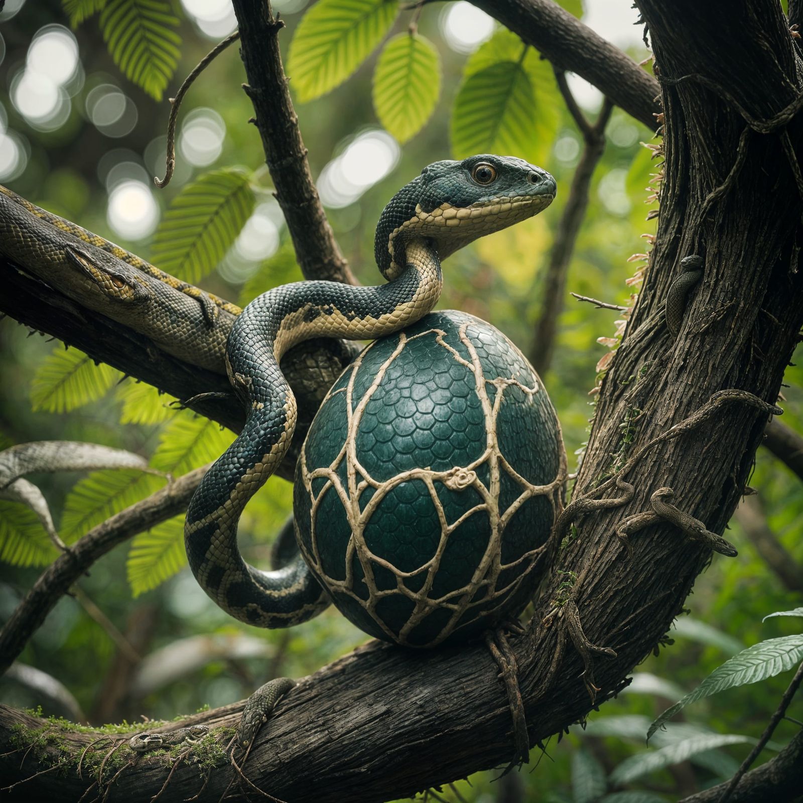 Dramatic Eagles and Snake in Cinematic Still