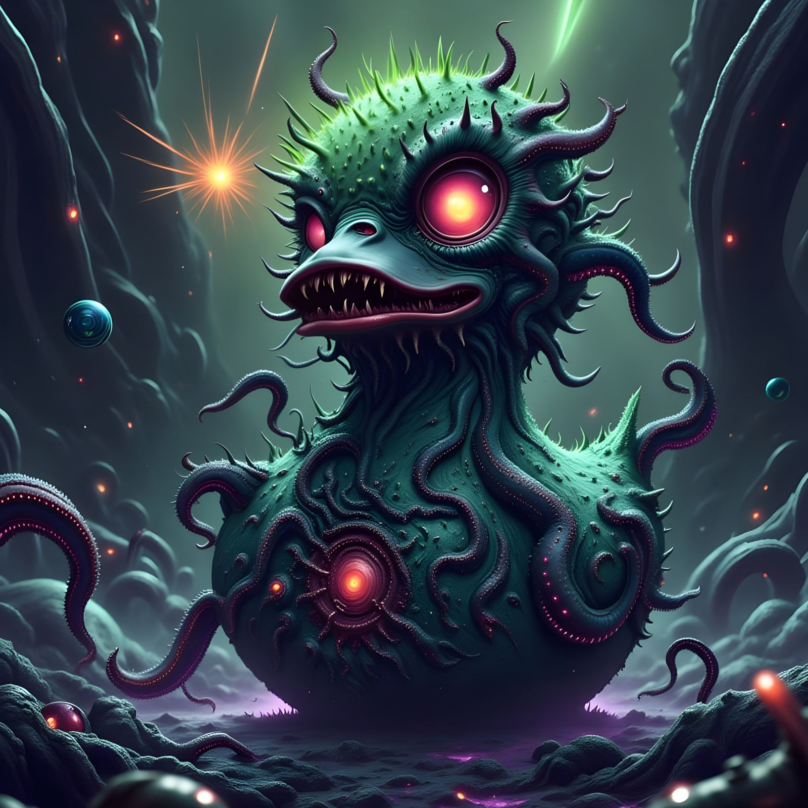 Monstrous Rubber Duck Avatar in Mythos Style