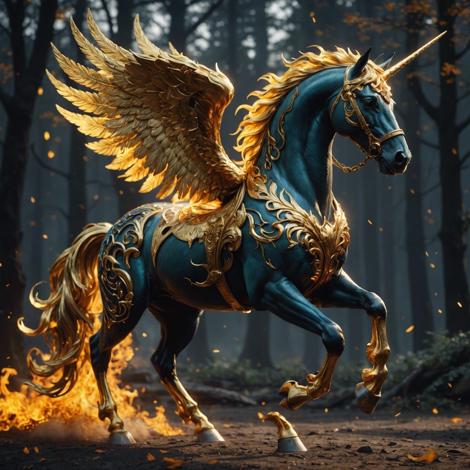 Fiery Pegasus Fantasy Concept Art in 8K