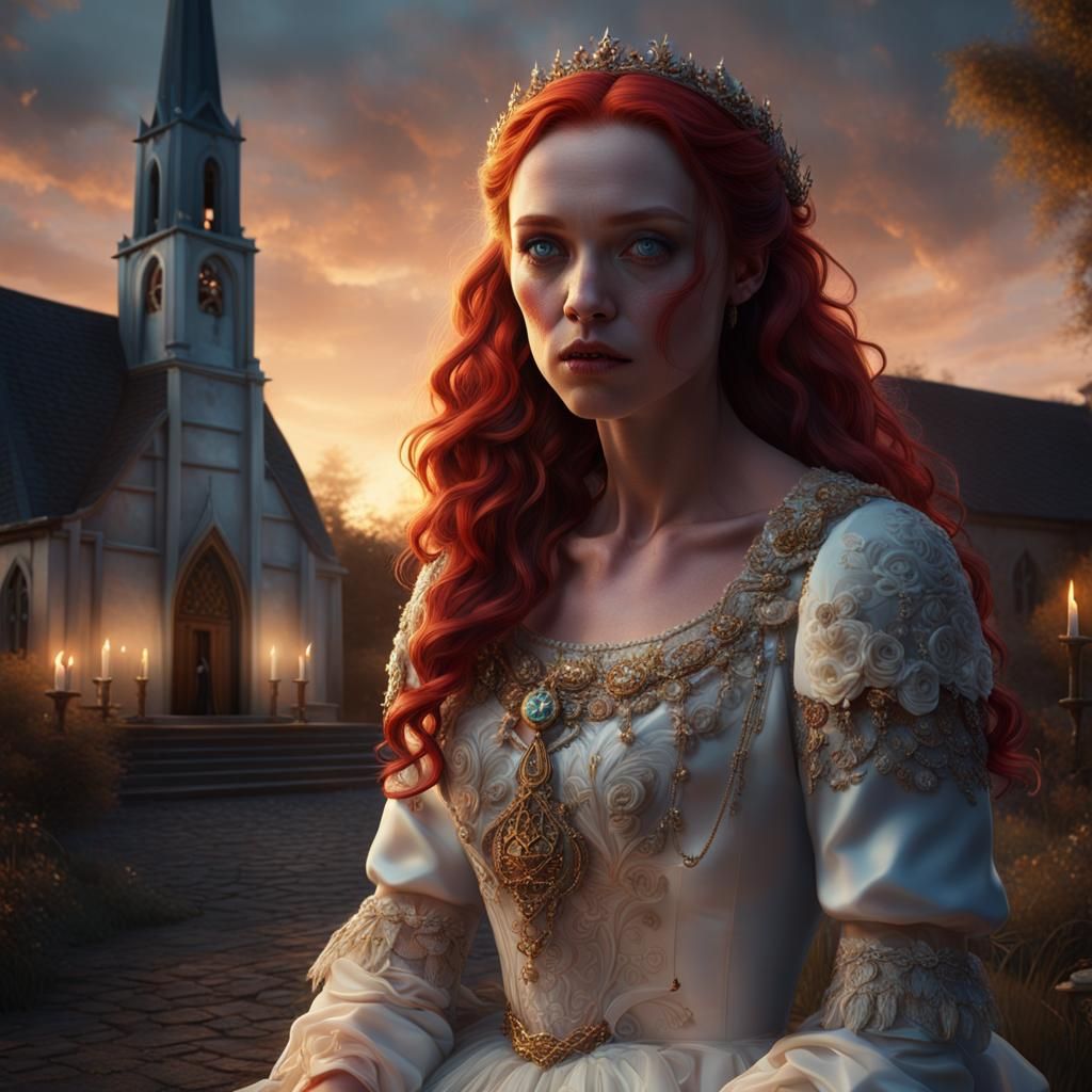 Crying Bride with Knife: Golden Hour Horror