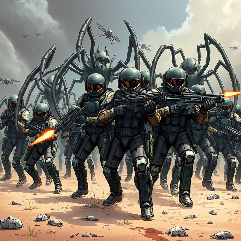 Soldiers Battle Arachnoid Robots in Cyberpunk Combat