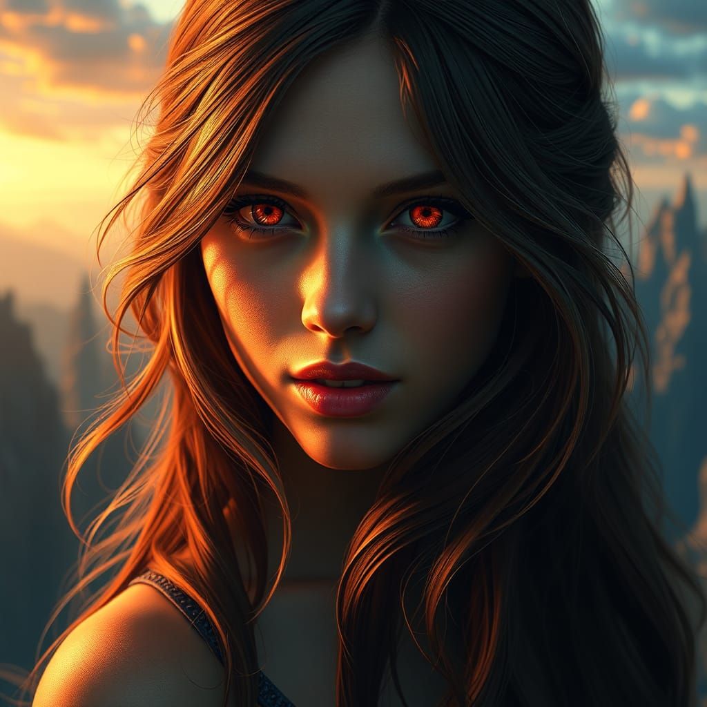Fantasy Woman with Brown Hair, Digital Matte Painting