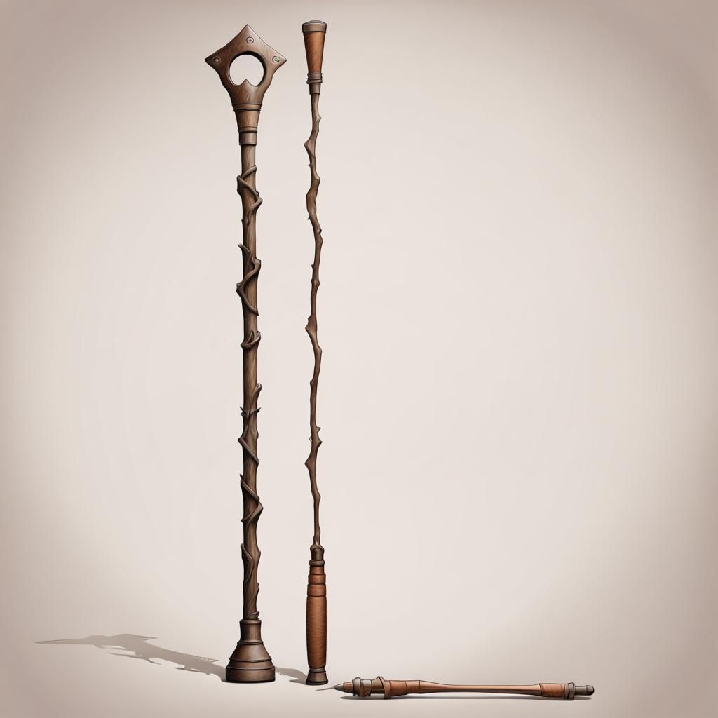 Cartoonish Drawing of a Simple Wooden Shepherd Staff