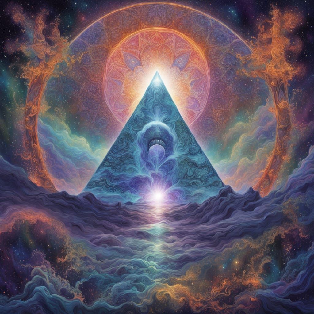 Luminous Heart Emerges from Facade in Galactic Art