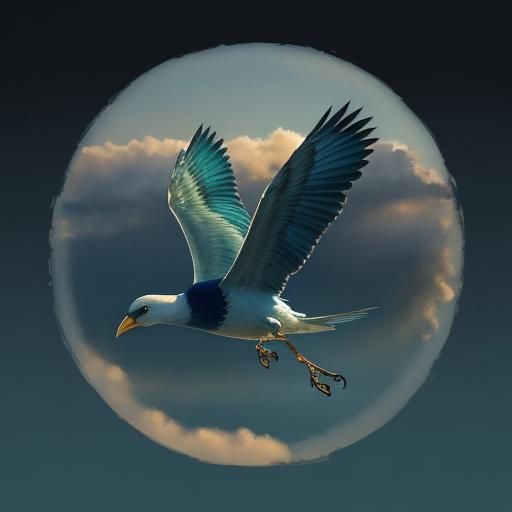 Watercolor Birds in Flight Over Serene Landscape