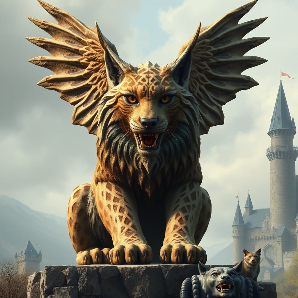 Lynx and Bear Sphinx Haunting Medieval Castle