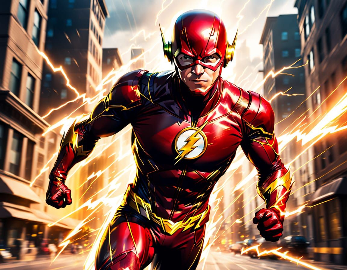 The Flash Running: Comic Book Style Concept Art