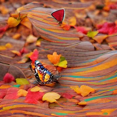 Butterfly in Colorful Autumn Landscape