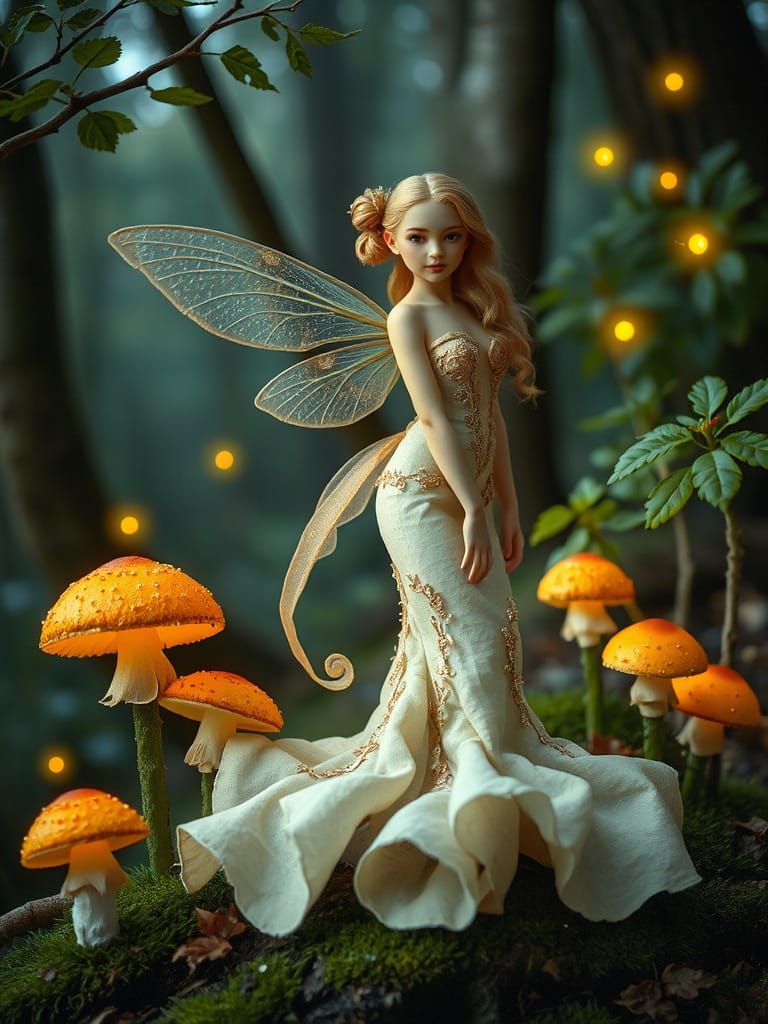 Enchanting Fairy Sculpture in Whimsical Forest