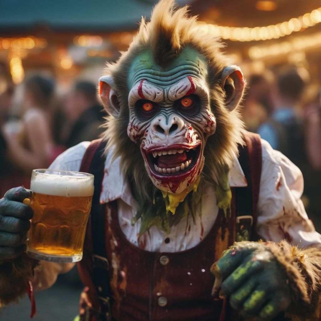 Zombie Monkey Clown at Oktoberfest in Film Still