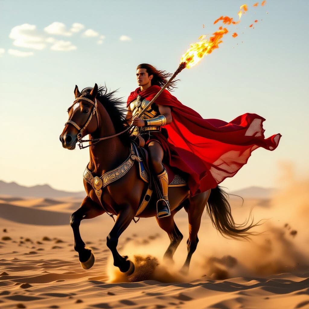 Fantasy Rider Galloping Between Worlds