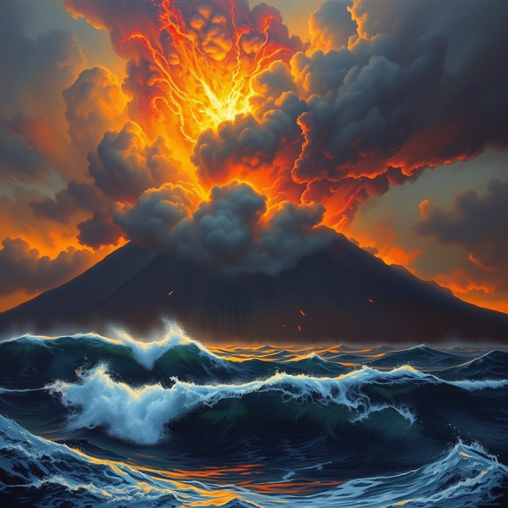 Majestic Vesuvius Eruption at Dusk