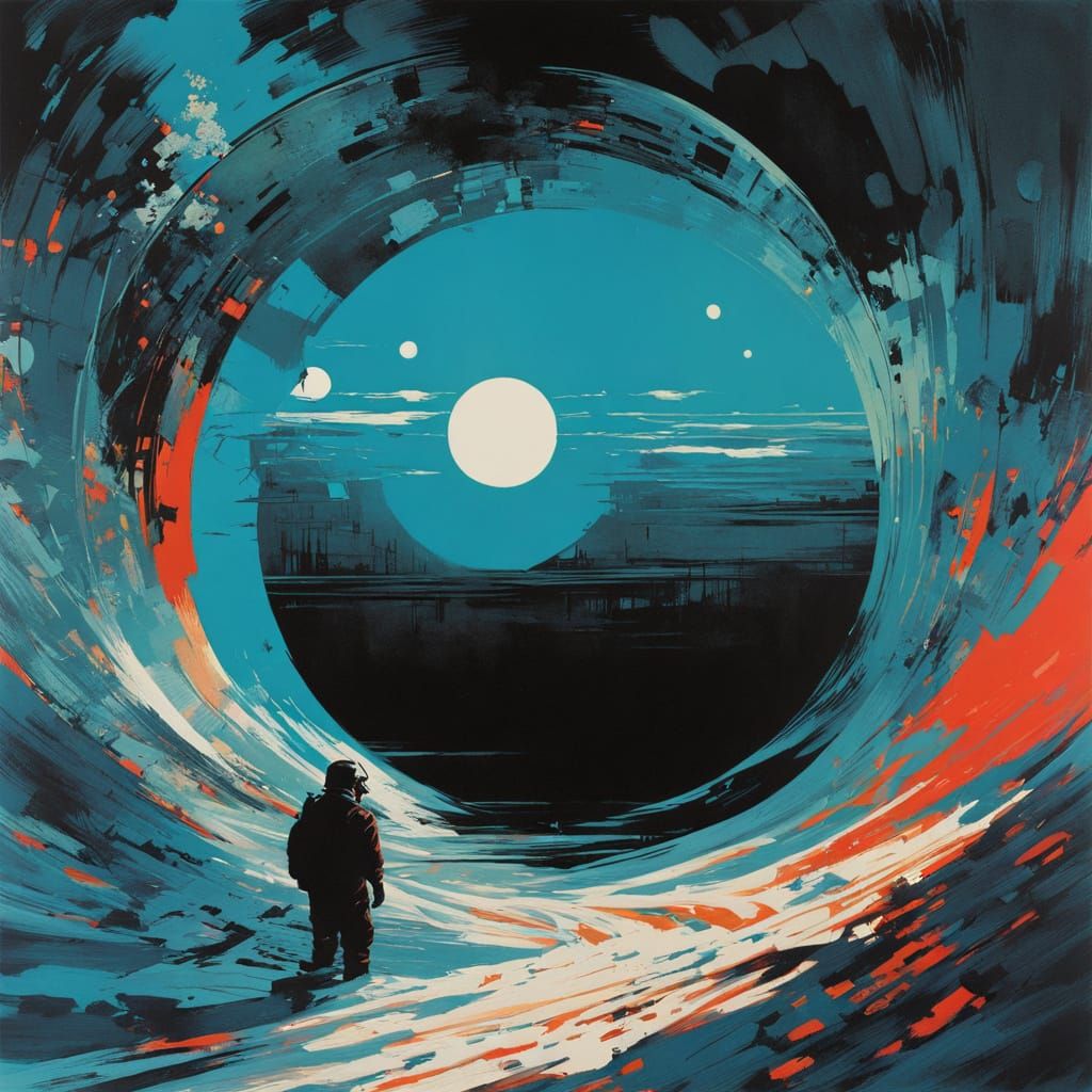 Rippling Sci-Fi Portal in Watercolor Style