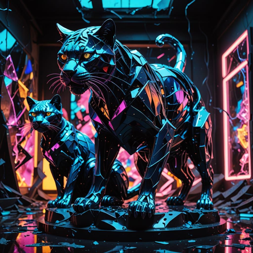 A abstract sculpture of cats