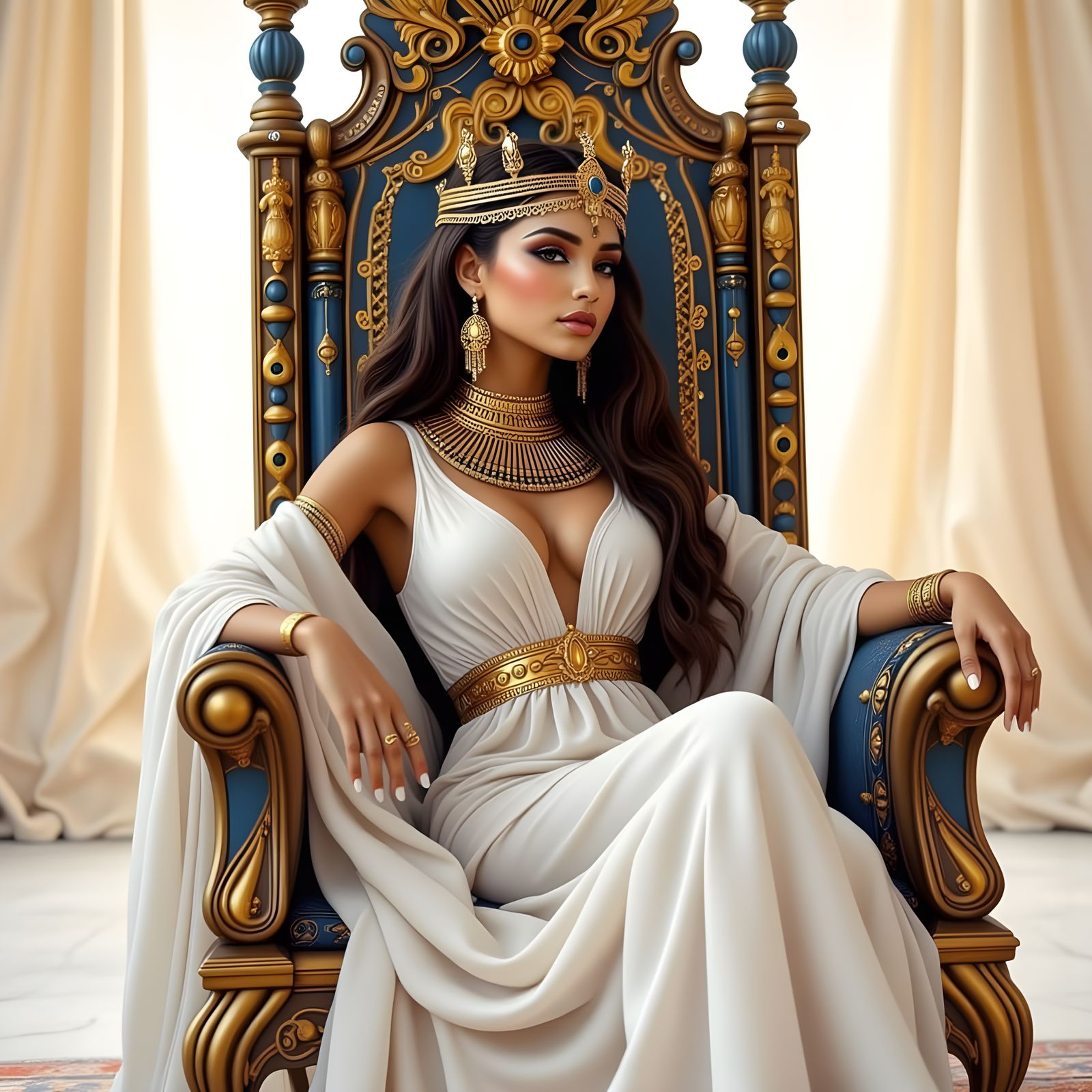 Alluring Egyptian Beauty on Throne