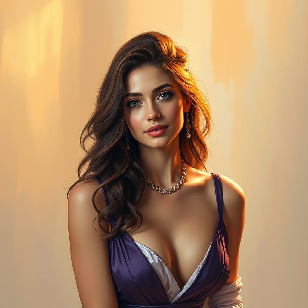 Elegant Woman Portrait in Dreamlike Style