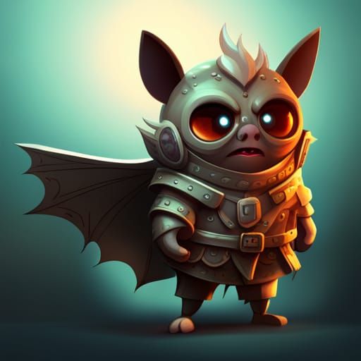 Fuzzy Bat Monk in Detailed 3D Style