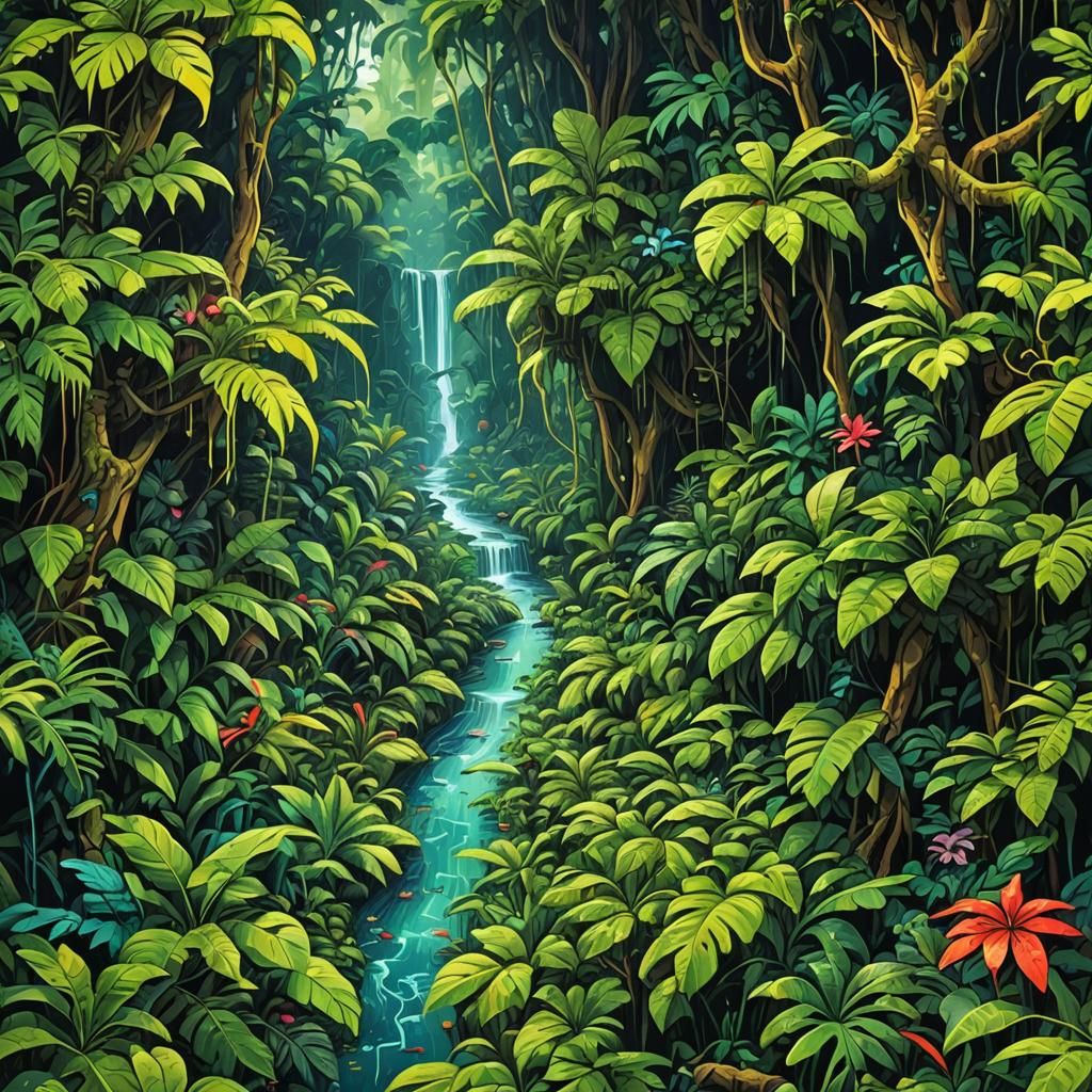 Amazon Rainforest Through LiDar in Graffiti Art