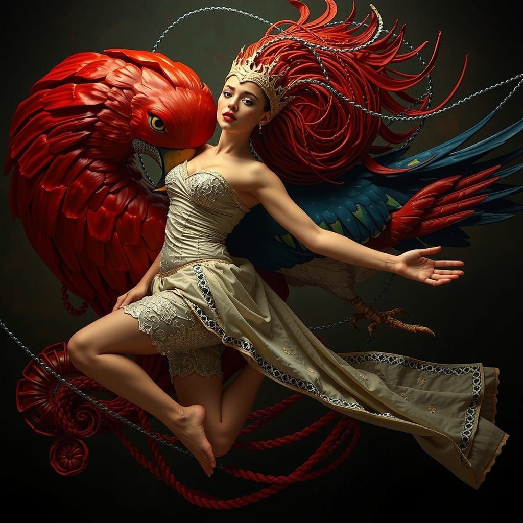 Cockatoo-Woman in the Surrealist Style of Max Ernst