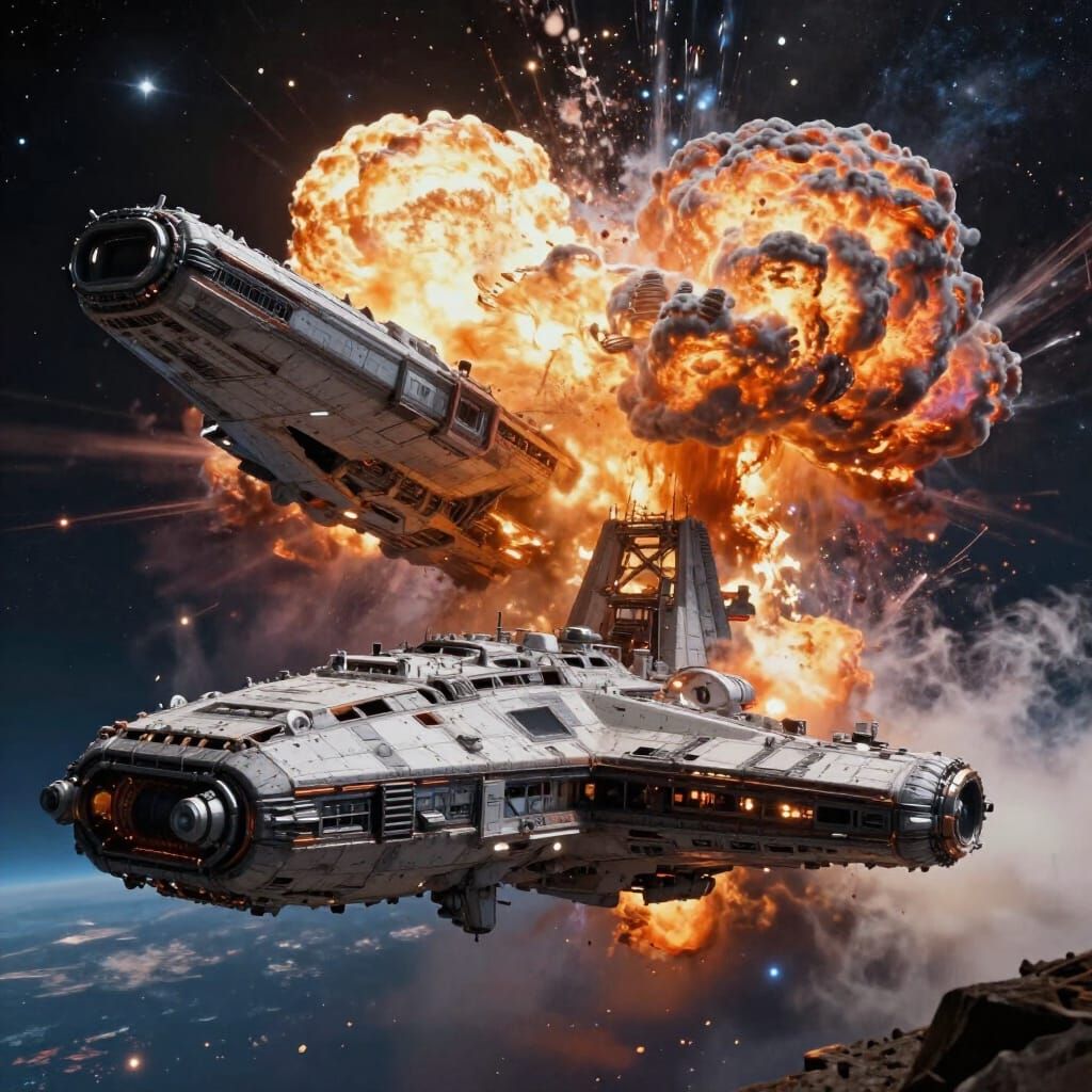 Doomed Spaceship Explodes in Deep Space