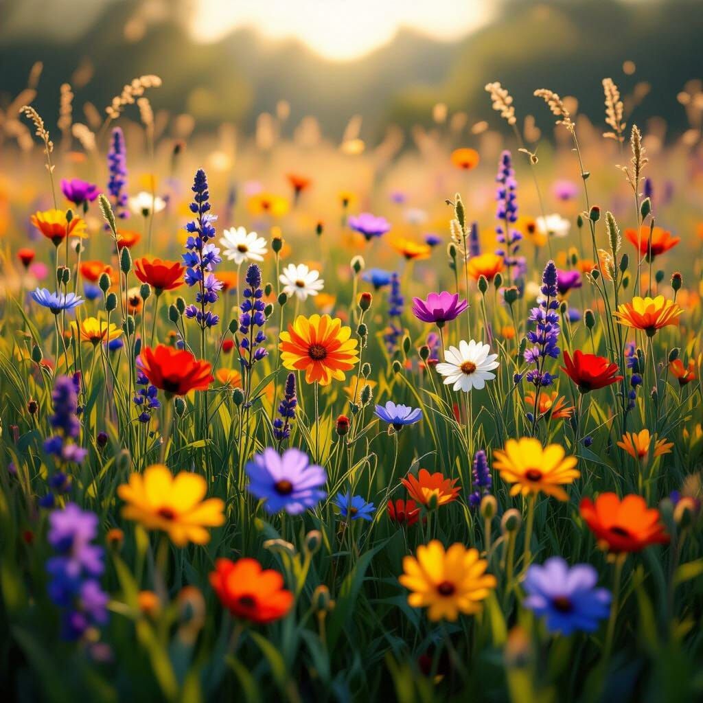 Vibrant Abstract Wildflower Meadow in Kandinsky Style