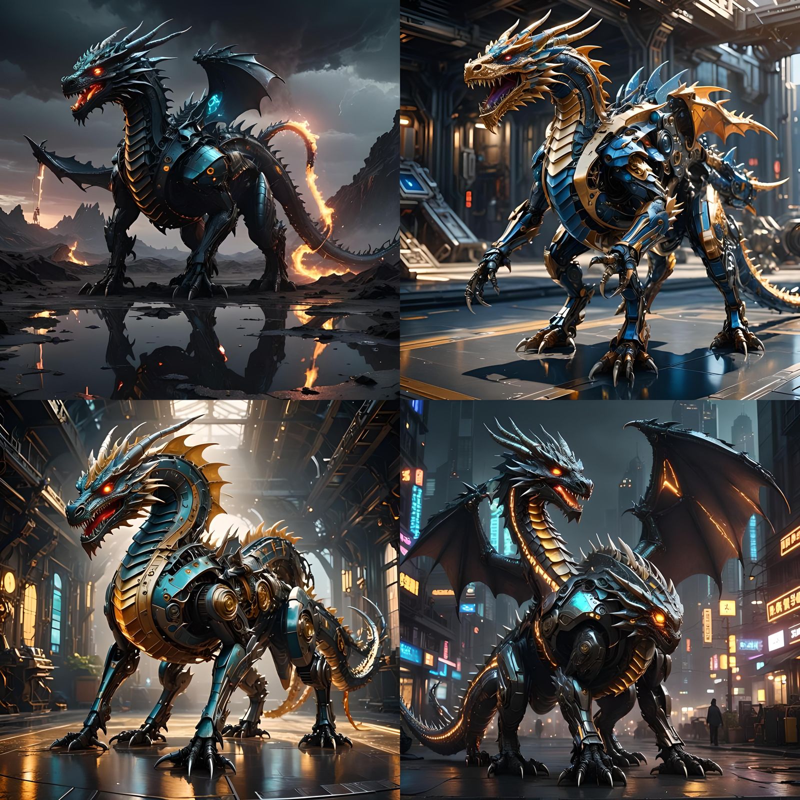 Futuristic Dragon with Intricate Mech Details