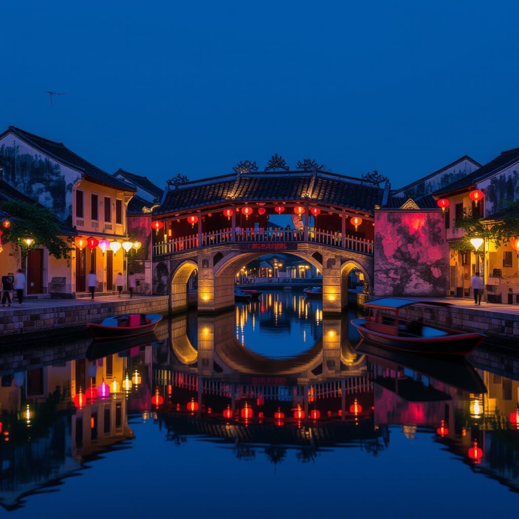 Hoi An Ancient Town at Night in Cinematic Style