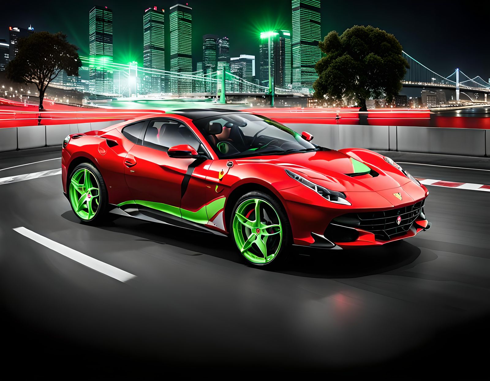 Black and green fluo ferrari purosangue