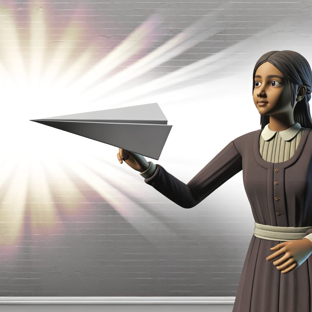 Girl Launches Paper Plane in 4K Cinematic Style