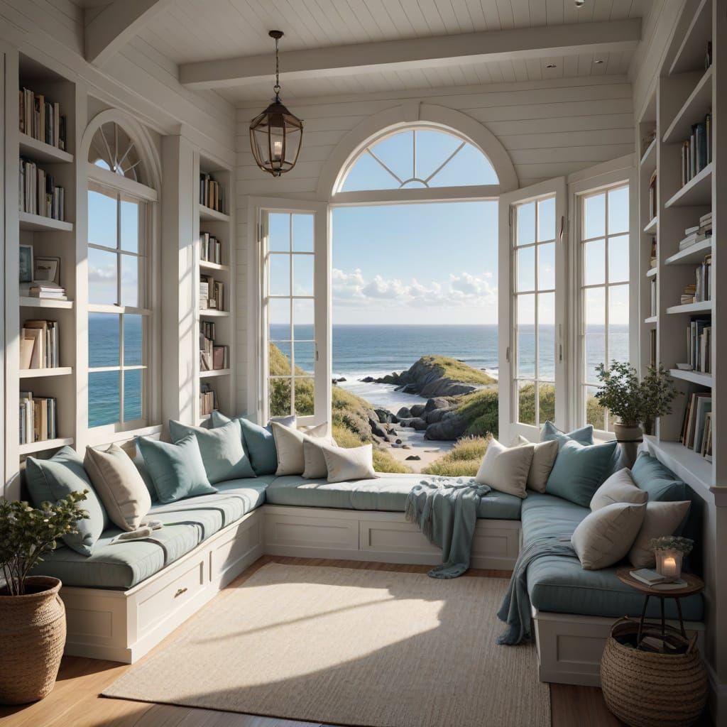 Cozy Coastal Reading Nook in Natural Light