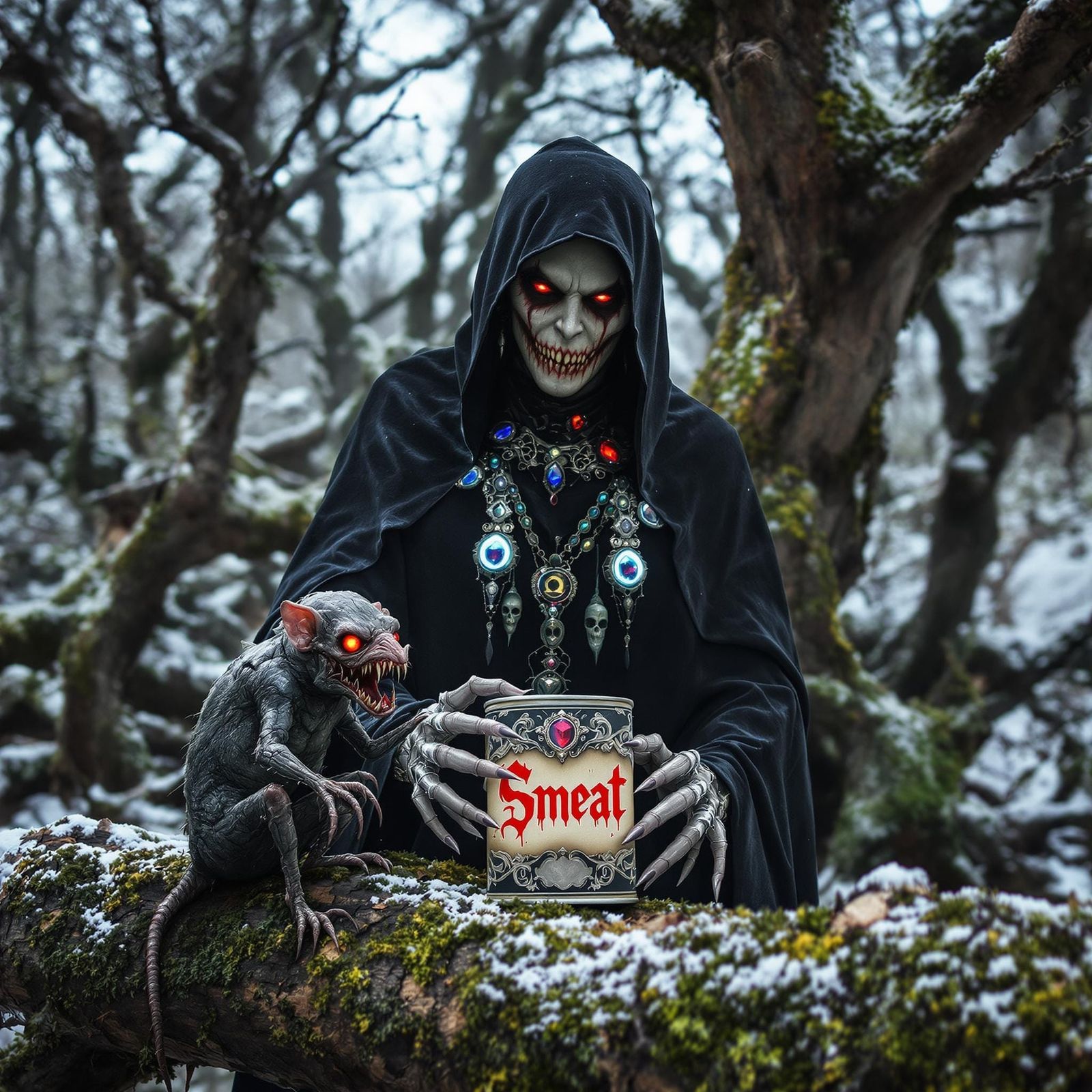 Mysterious Sorceress Unveils Dark Magic in Winter Forest