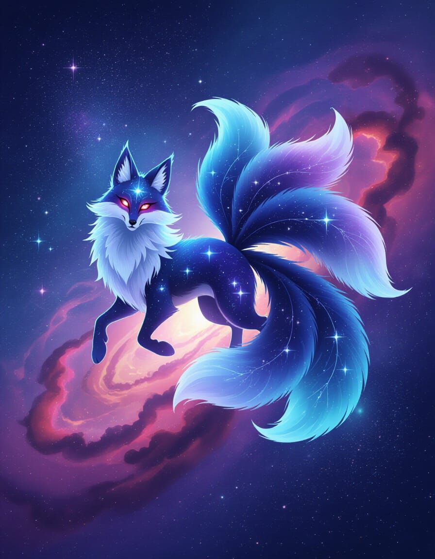 Cosmic Kitsune in Nebula of Stardust