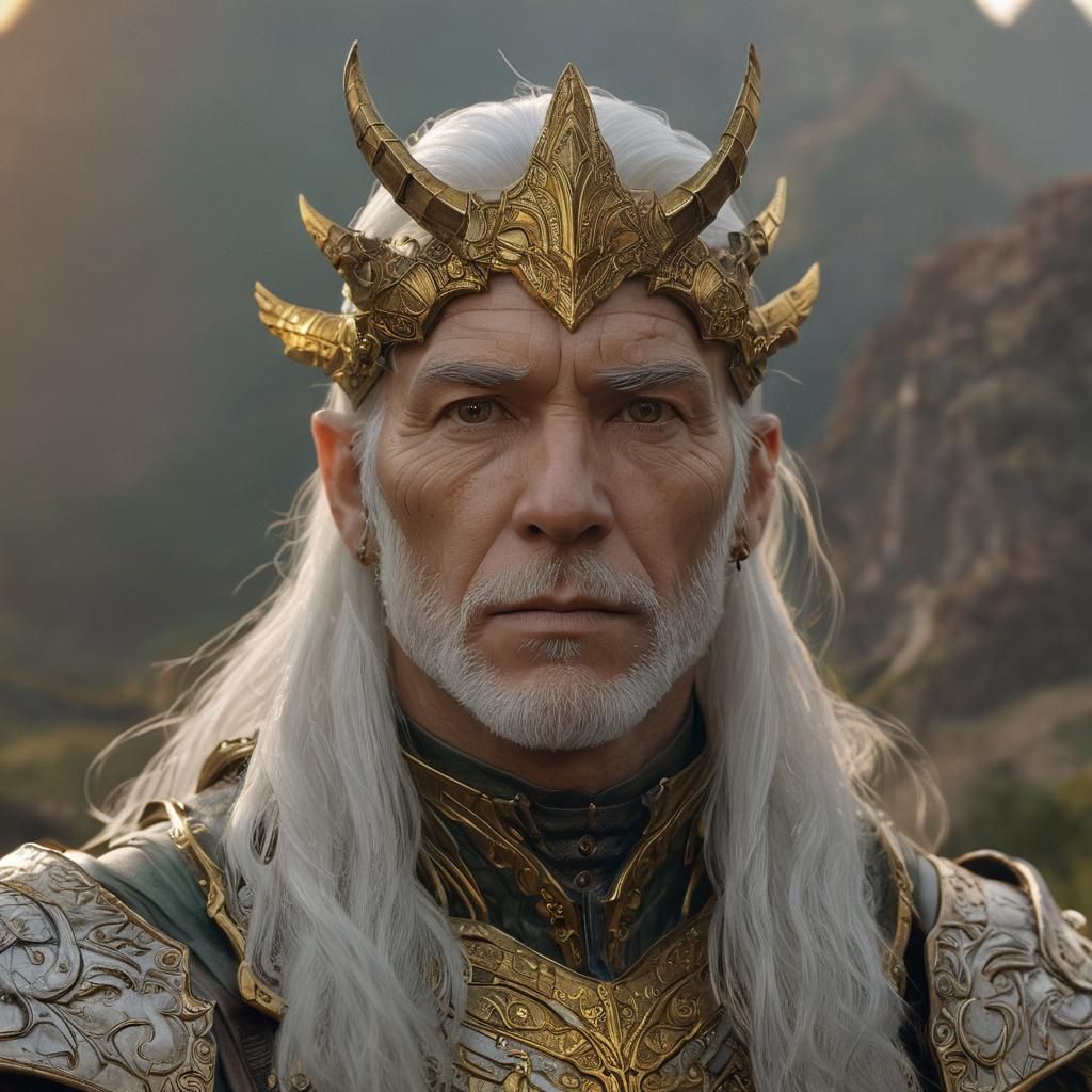 Fantasy Warrior Portrait in Golden Light