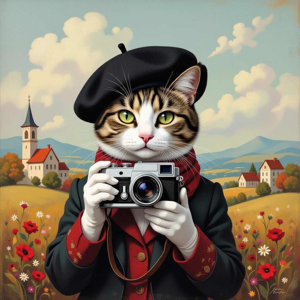 Whimsical Cat Capturing the Unmaterial World