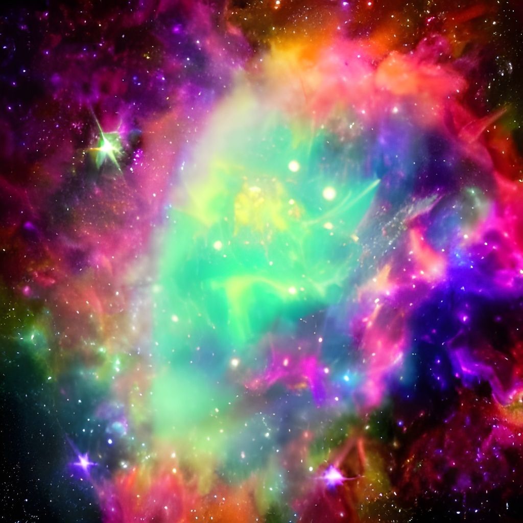 Beautiful Spacial Nebula in Holographic Style