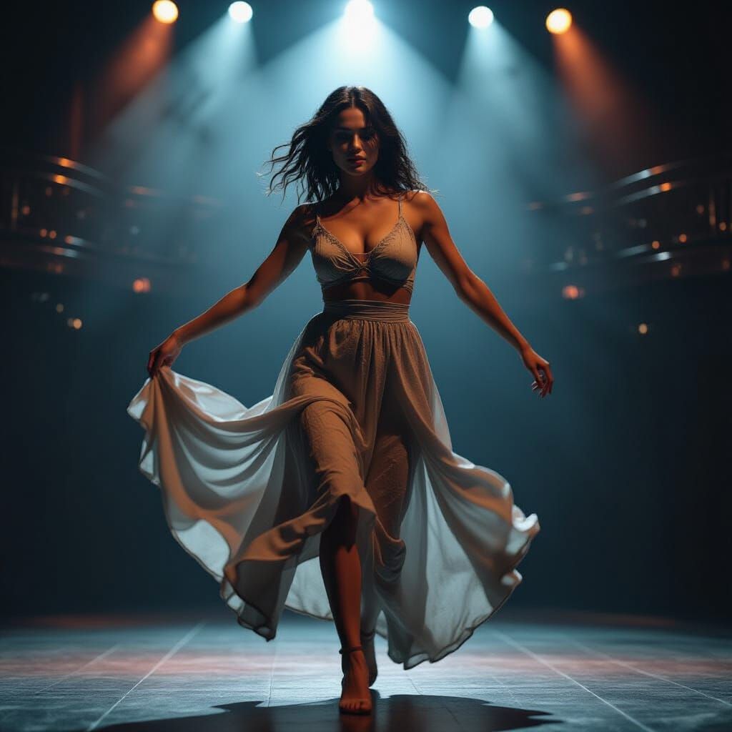 Dramatic Motion Blur of Dancer on Stage