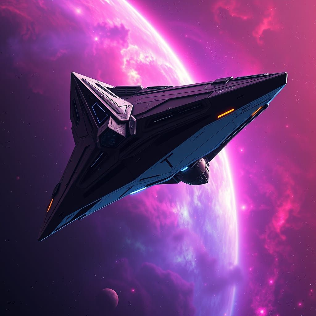 Majestic Starship in Vibrant Nebula