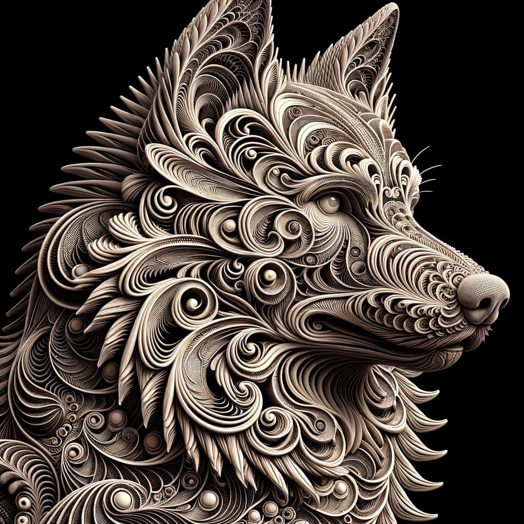Intricate 3D Canine Model with Fractal Details