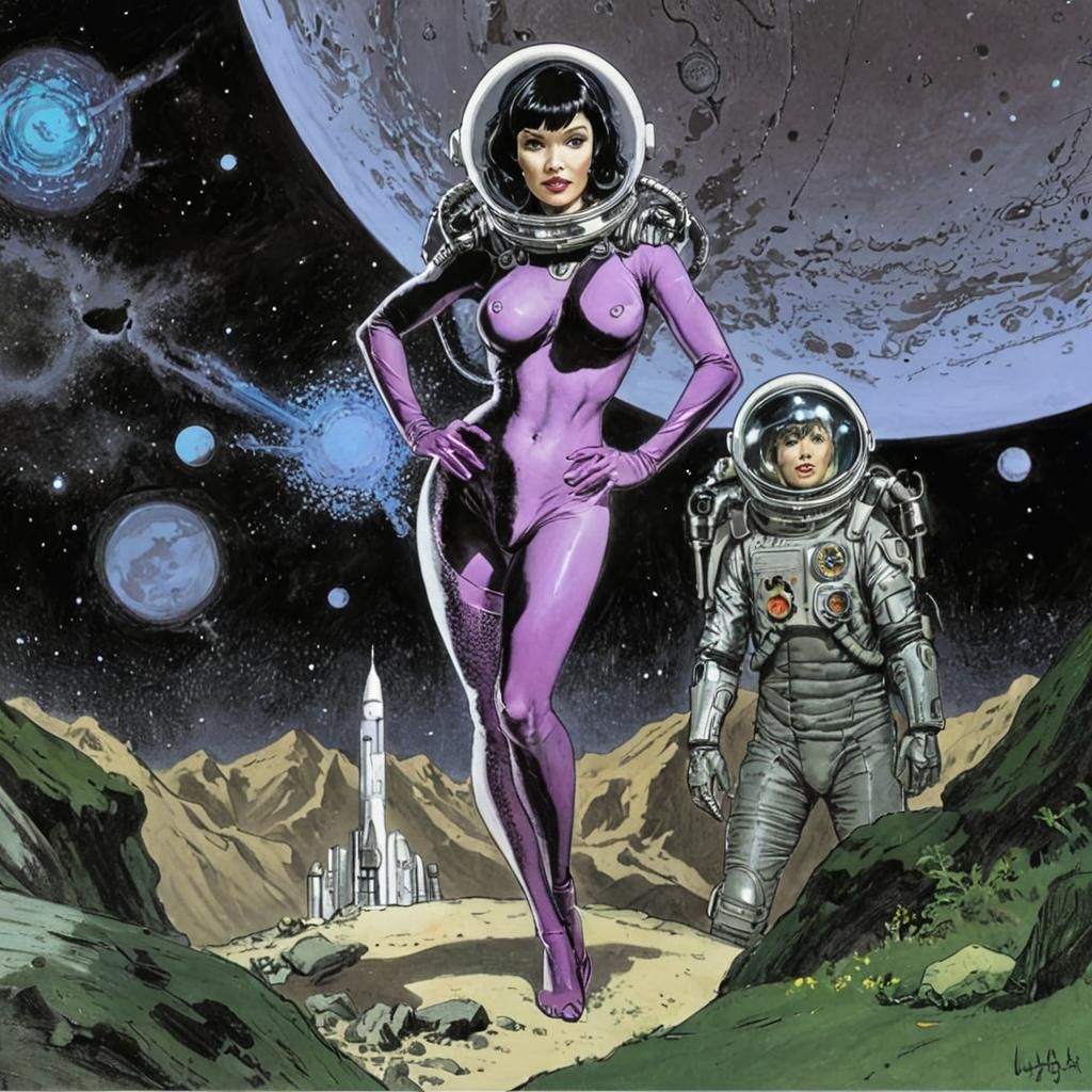 Retro Sci-Fi Pinup in Comic Art Style