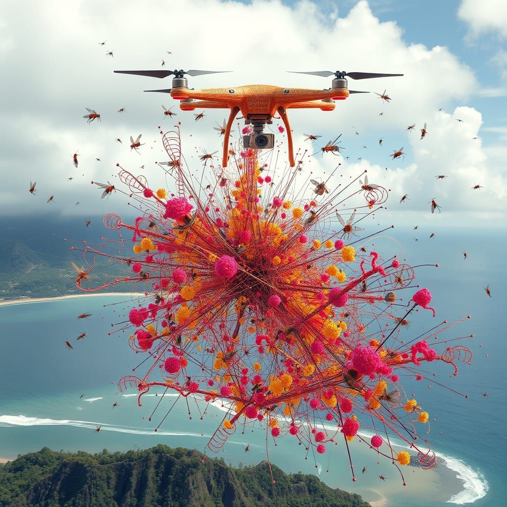 Surreal Drone Mosquito Drop Over Hawaiian Islands