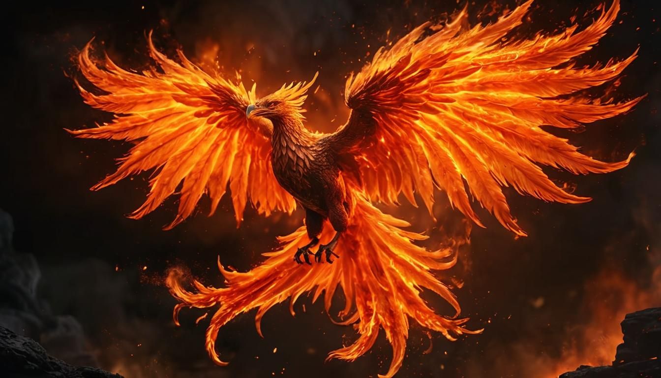 Fiery Phoenix in Dark Fantasy Concept Art