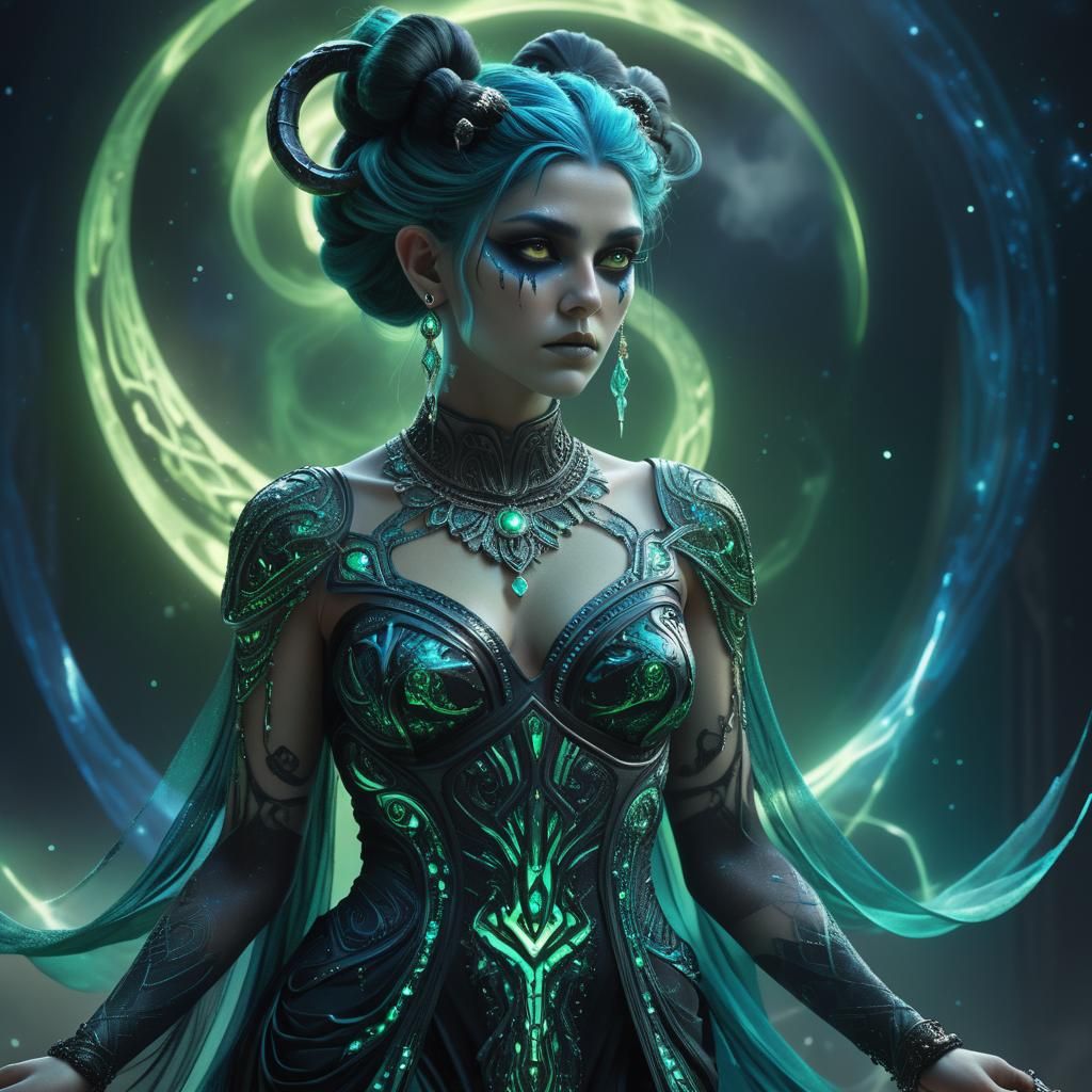 Ethereal Greek Demon Goddess of Nightmares in Space