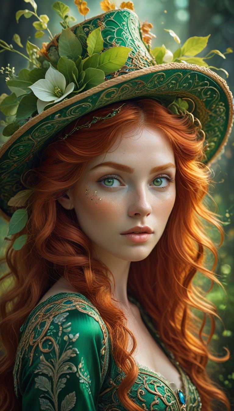 Whimsical Lady in Dreamlike Fantasy Scene