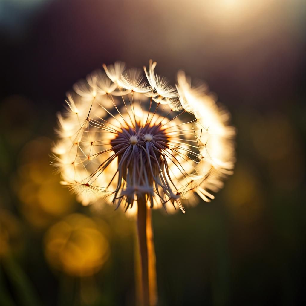 Dandelion in Dreamy Sunlight: Macro Photograph