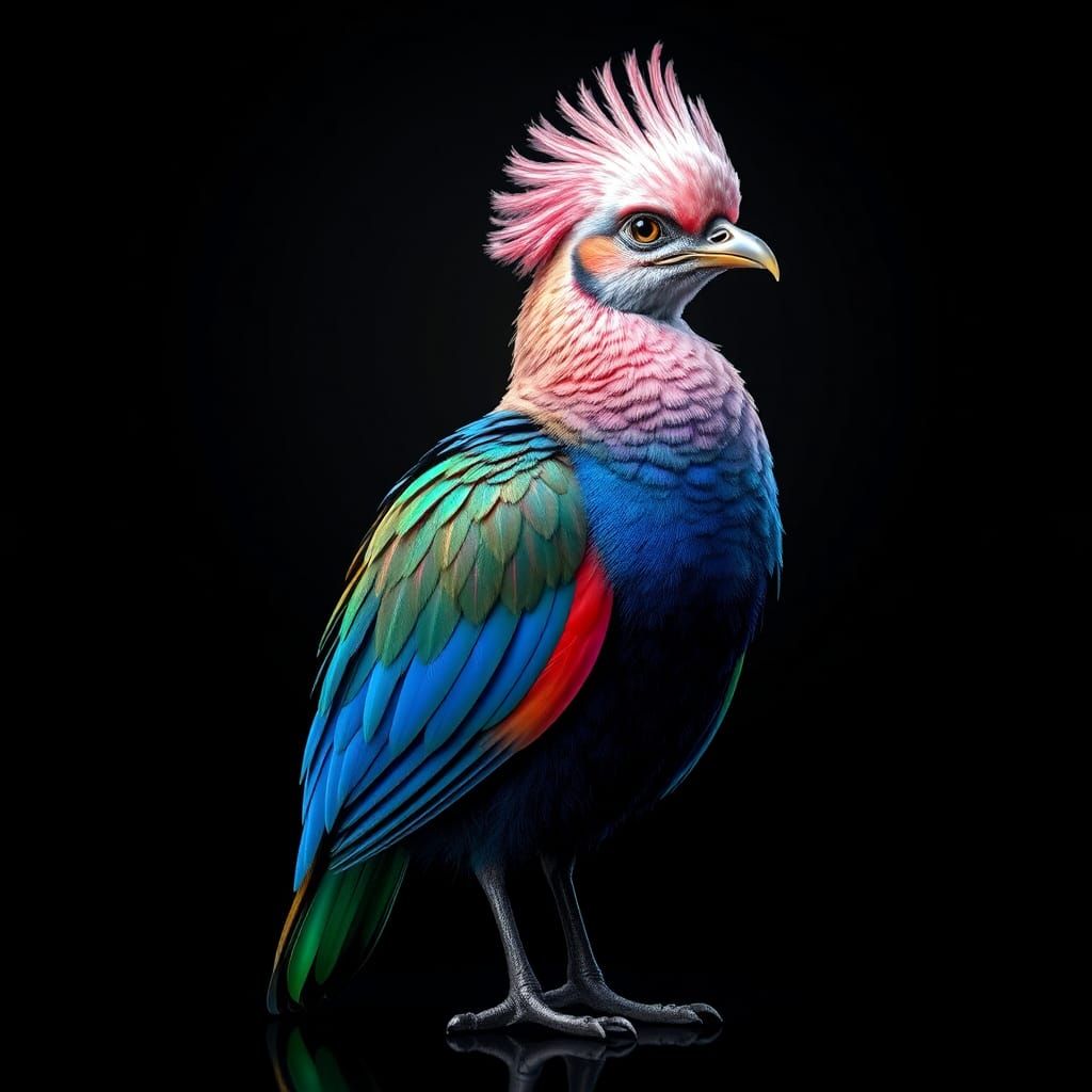 Majestic Iridescent Bird in Hyperrealistic Digital Art