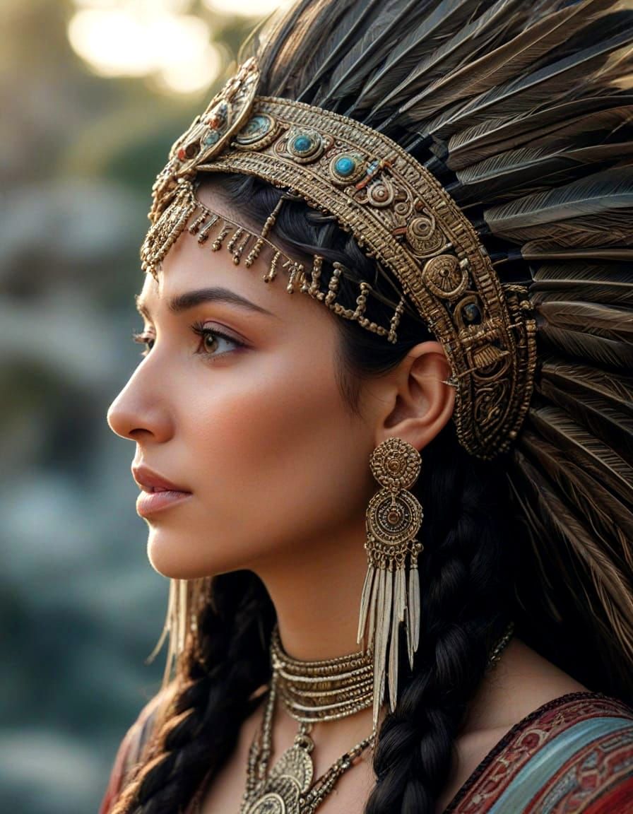 Detailed Portrait of a Priestess with Braided Hair