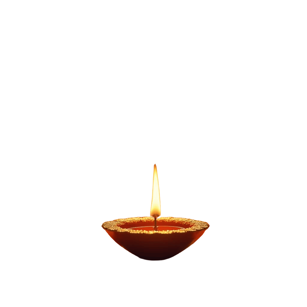 Diya Lamp in Hindu Temple with Lakshmi