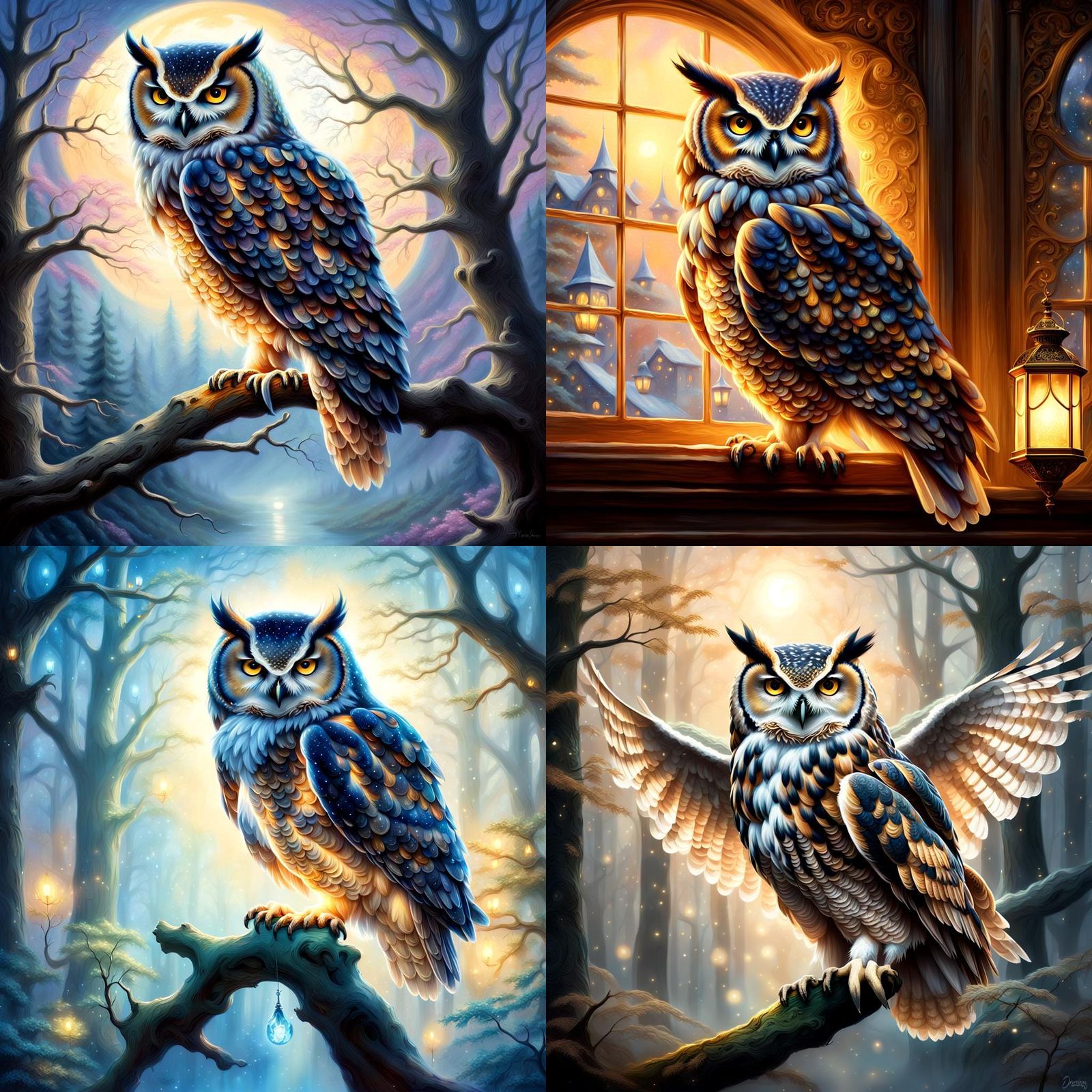 Majestic Owl in Ethereal Fantasy Style
