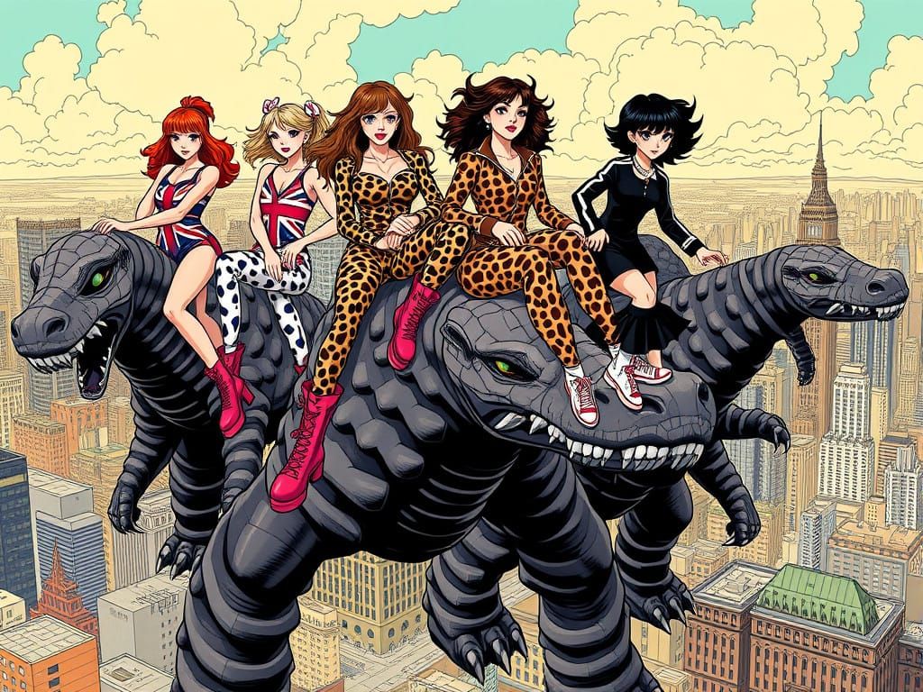 Giant Kaijus Stomp Cities as Spice Girls Ride into the Fray